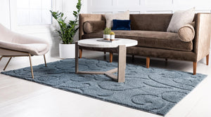 Blue 4' x 6' Floral Shag Rectangle Area Rug Thick Soft Touch Fluffy & Plush Shaggy Pile 100% Polyester With Cotton Backing Carpet for Interior Design for Sale at Rug Engine