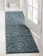 Blue 2' 7 x 10' Floral Shag Runner Area Rug Thick Soft Touch Fluffy & Plush Shaggy Pile 100% Polyester With Cotton Backing Carpet for Interior Design for Sale at Rug Engine