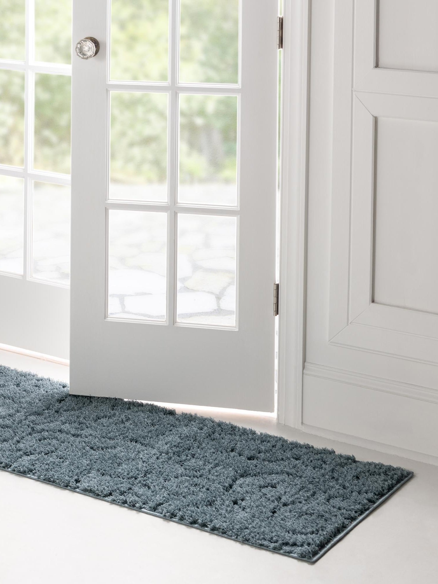 Blue 2' 7 x 10' Floral Shag Runner Area Rug Thick Soft Touch Fluffy & Plush Shaggy Pile 100% Polyester With Cotton Backing Carpet for Interior Design for Sale at Rug Engine