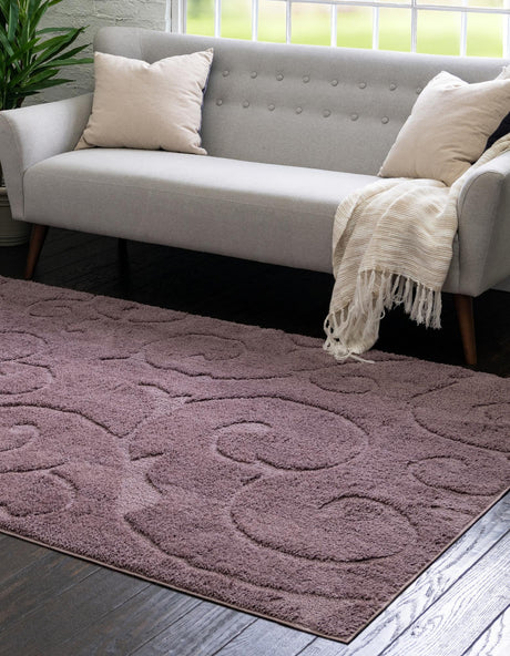 Violet 5' 1 x 8' Floral Shag Rectangle Area Rug Thick Soft Touch Fluffy & Plush Shaggy Pile 100% Polyester With Cotton Backing Carpet for Interior Design for Sale at Rug Engine
