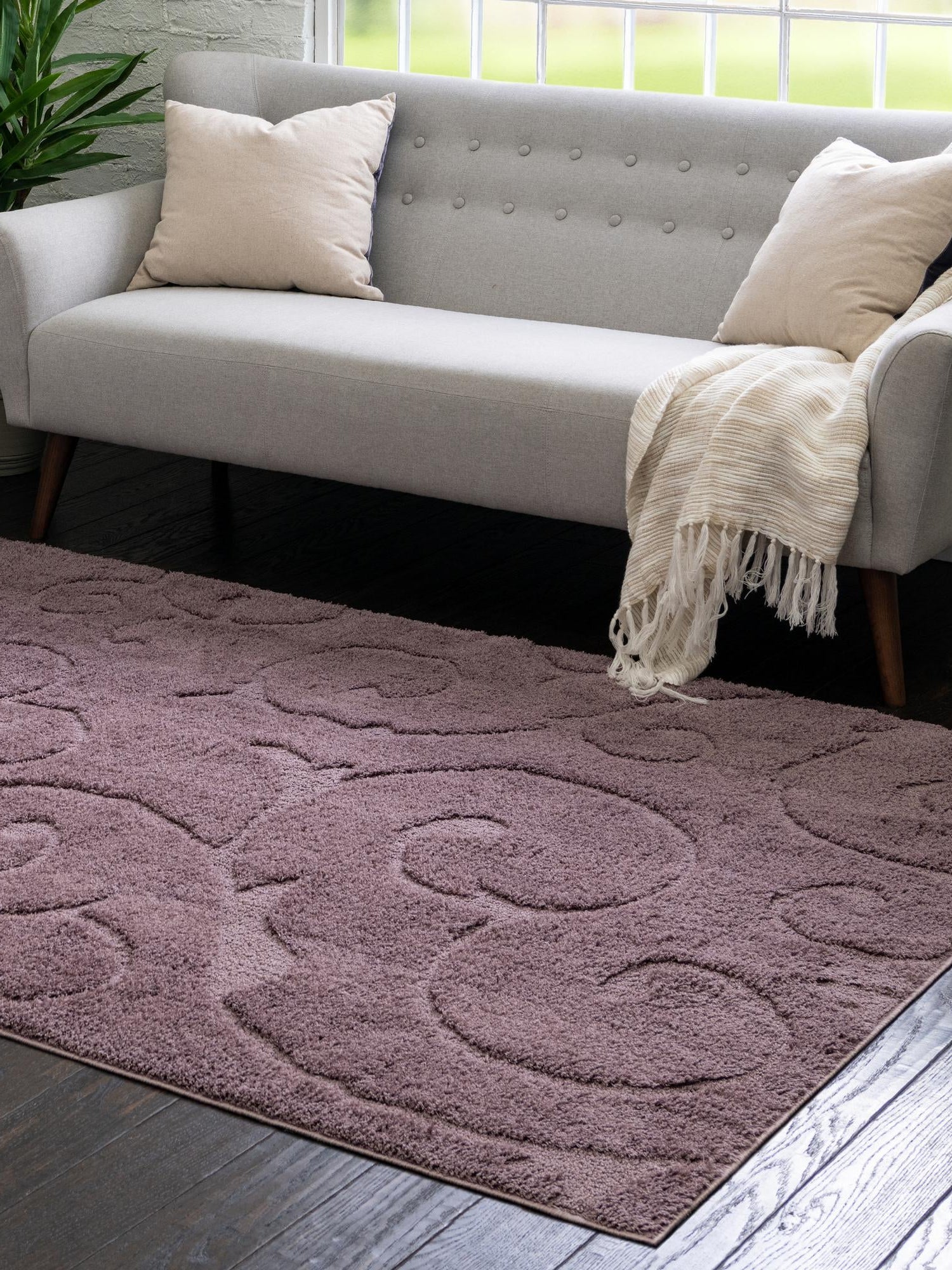 Violet 8' x 10' Floral Shag Rectangle Area Rug Thick Soft Touch Fluffy & Plush Shaggy Pile 100% Polyester With Cotton Backing Carpet for Interior Design for Sale at Rug Engine