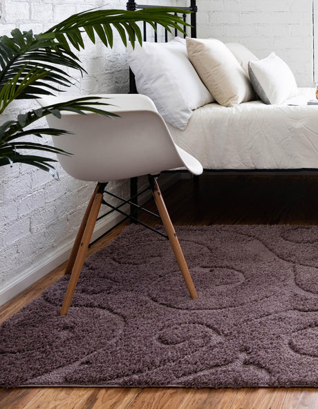 Violet 4' 1 x 6' 1 Floral Shag Rectangle Area Rug Thick Soft Touch Fluffy & Plush Shaggy Pile 100% Polyester With Cotton Backing Carpet for Interior Design for Sale at Rug Engine