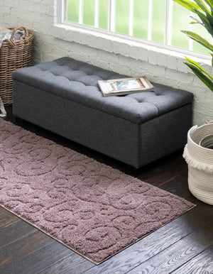 Violet 2' 7 x 10' Floral Shag Runner Area Rug Thick Soft Touch Fluffy & Plush Shaggy Pile 100% Polyester With Cotton Backing Carpet for Interior Design for Sale at Rug Engine