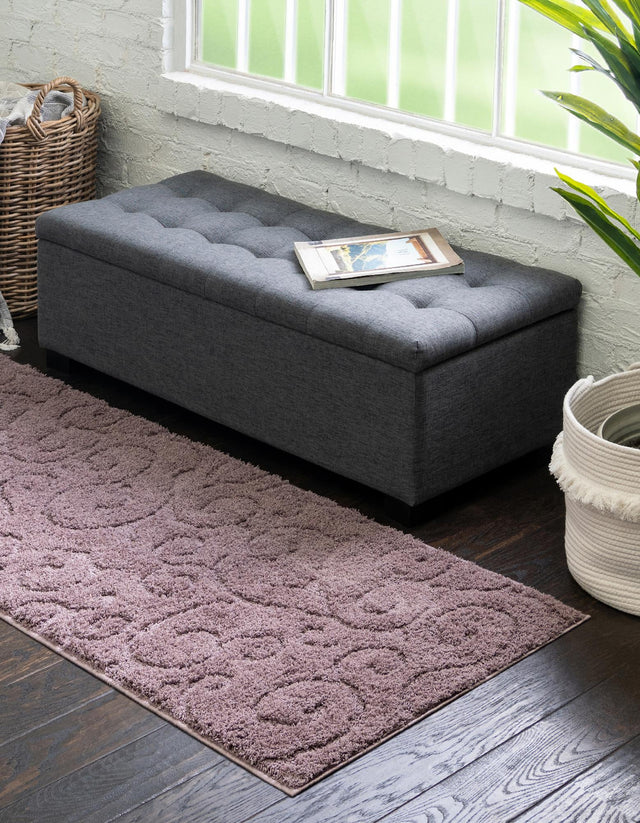 Violet 2' 7 x 10' Floral Shag Runner Area Rug Thick Soft Touch Fluffy & Plush Shaggy Pile 100% Polyester With Cotton Backing Carpet for Interior Design for Sale at Rug Engine