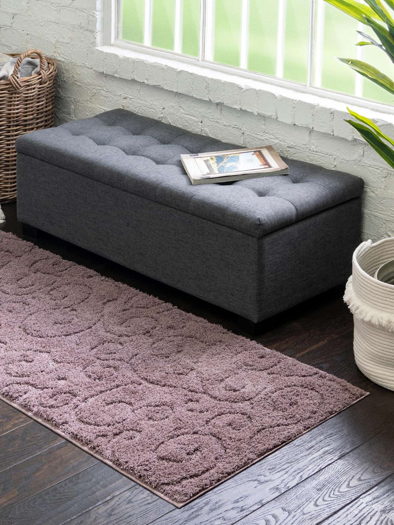 Violet 2' x 6' 9 Floral Shag Runner Area Rug Thick Soft Touch Fluffy & Plush Shaggy Pile 100% Polyester With Cotton Backing Carpet for Interior Design for Sale at Rug Engine