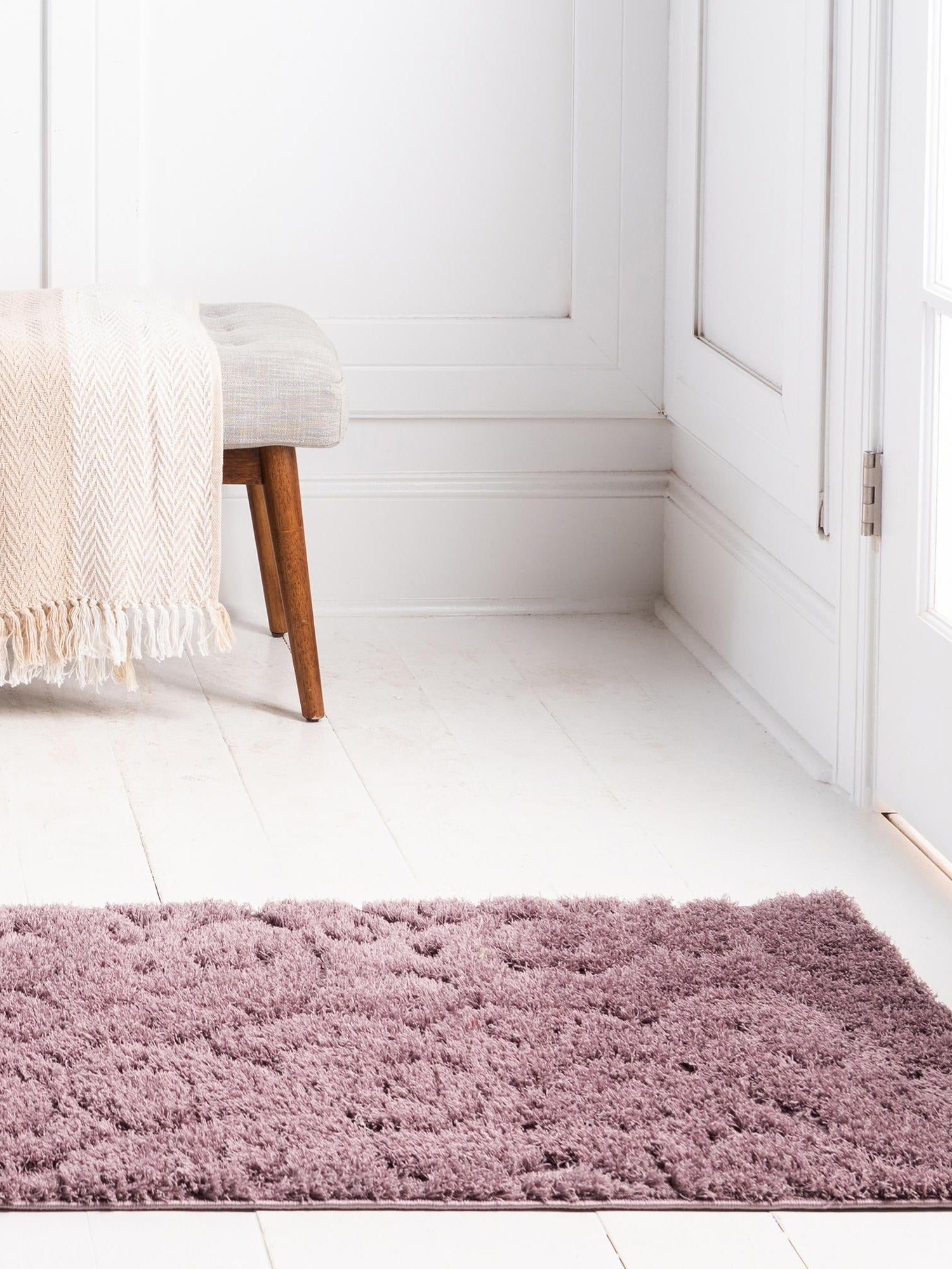 Violet 2' x 6' 9 Floral Shag Runner Area Rug Thick Soft Touch Fluffy & Plush Shaggy Pile 100% Polyester With Cotton Backing Carpet for Interior Design for Sale at Rug Engine