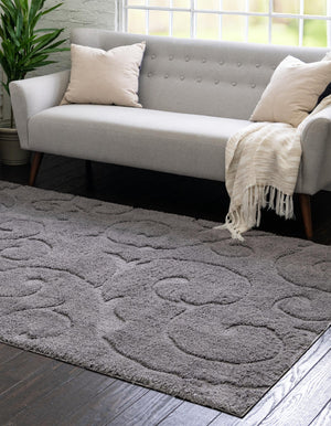 Dark Gray 5' 1 x 8' Floral Shag Rectangle Area Rug Thick Soft Touch Fluffy & Plush Shaggy Pile 100% Polyester With Cotton Backing Carpet for Interior Design for Sale at Rug Engine
