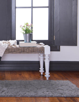 Dark Gray 2' x 7' Floral Shag Runner Rug