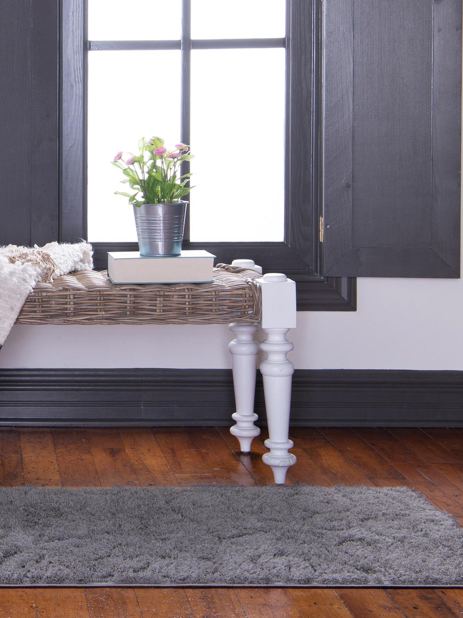 Dark Gray 2' 7 x 10' Floral Shag Runner Area Rug Thick Soft Touch Fluffy & Plush Shaggy Pile 100% Polyester With Cotton Backing Carpet for Interior Design for Sale at Rug Engine