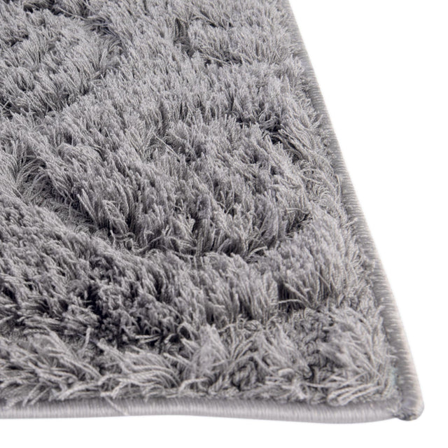 Dark Gray 2' x 7' Floral Shag Runner Rug
