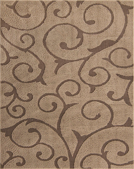 Light Brown 8' x 10' Floral Shag Rectangle Area Rug Thick Soft Touch Fluffy & Plush Shaggy Pile 100% Polyester With Cotton Backing Carpet for Interior Design for Sale at Rug Engine