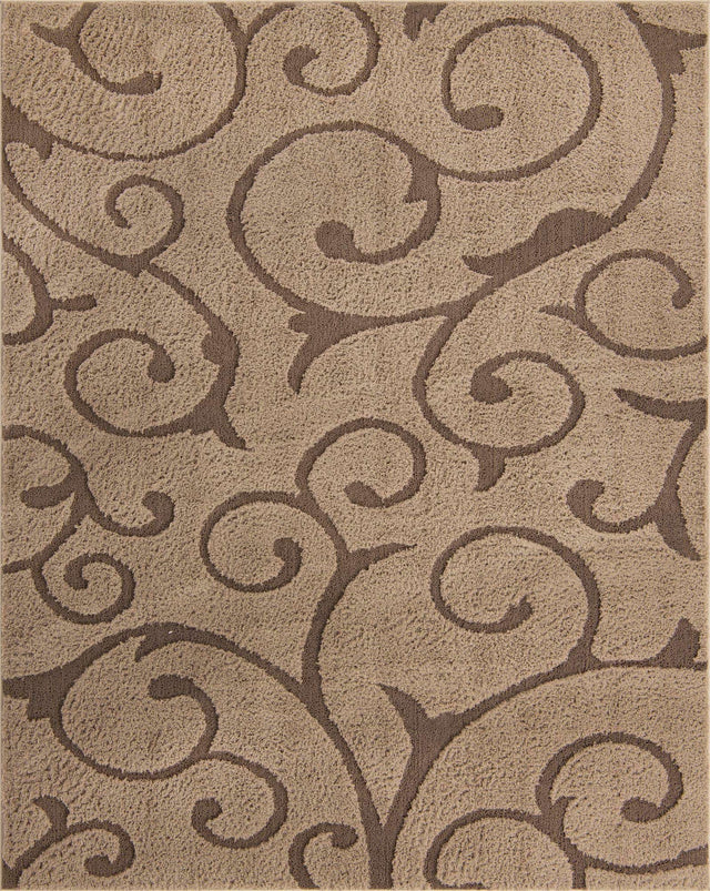 Light Brown 8' x 10' Floral Shag Rectangle Area Rug Thick Soft Touch Fluffy & Plush Shaggy Pile 100% Polyester With Cotton Backing Carpet for Interior Design for Sale at Rug Engine
