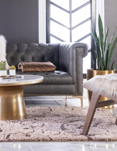 Light Brown 5' 1 x 8' Floral Shag Rectangle Area Rug Thick Soft Touch Fluffy & Plush Shaggy Pile 100% Polyester With Cotton Backing Carpet for Interior Design for Sale at Rug Engine