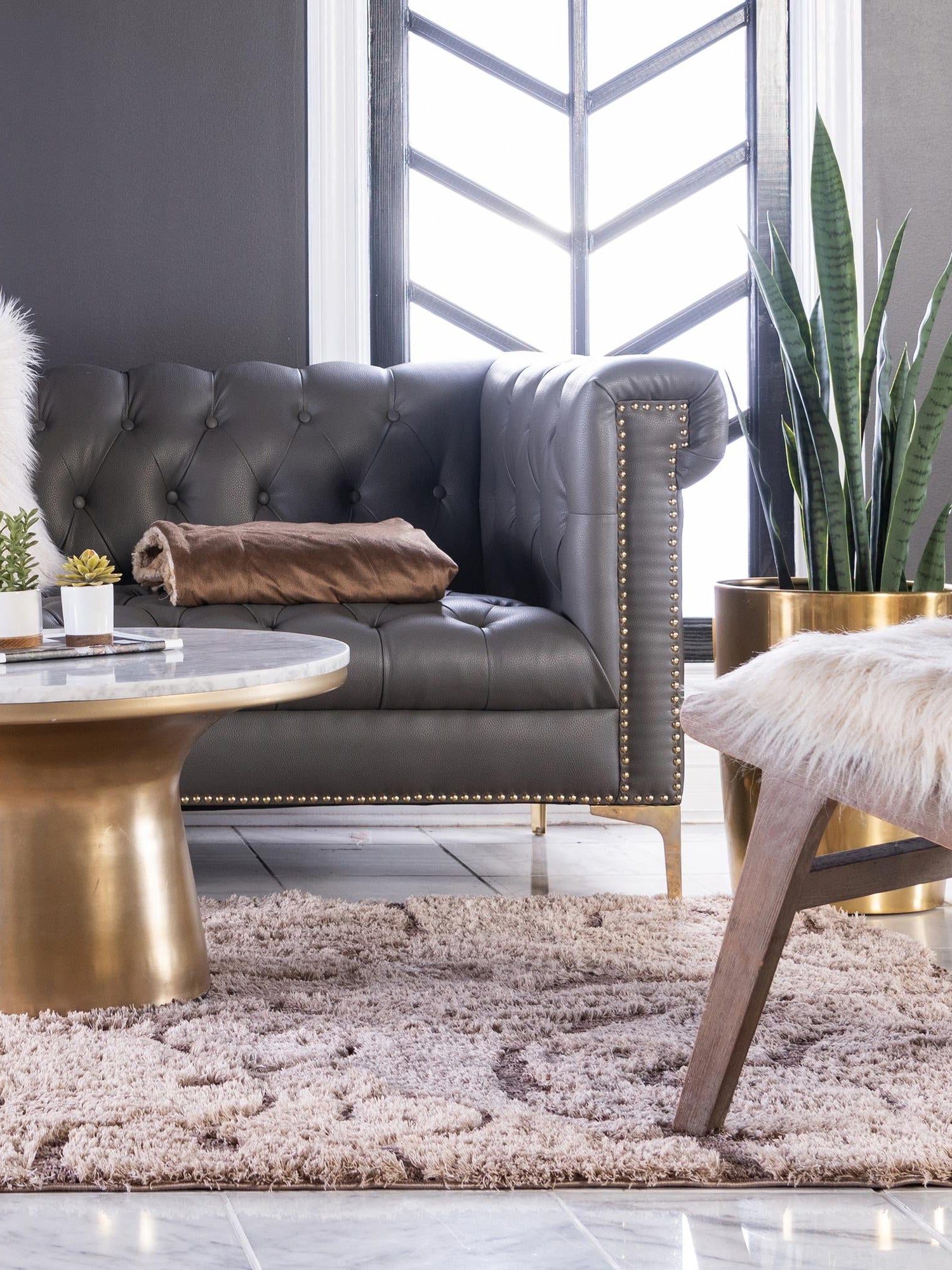 Light Brown 8' x 10' Floral Shag Rectangle Area Rug Thick Soft Touch Fluffy & Plush Shaggy Pile 100% Polyester With Cotton Backing Carpet for Interior Design for Sale at Rug Engine