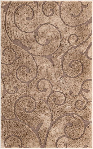 Light Brown 5' 1 x 8' Floral Shag Rectangle Area Rug Thick Soft Touch Fluffy & Plush Shaggy Pile 100% Polyester With Cotton Backing Carpet for Interior Design for Sale at Rug Engine