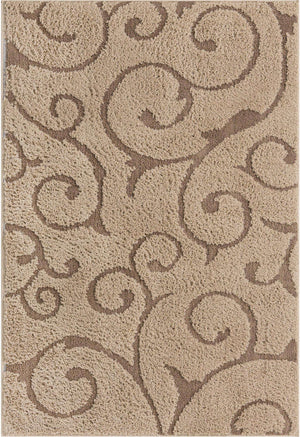 Light Brown 4' x 6' Floral Shag Rectangle Area Rug Thick Soft Touch Fluffy & Plush Shaggy Pile 100% Polyester With Cotton Backing Carpet for Interior Design for Sale at Rug Engine
