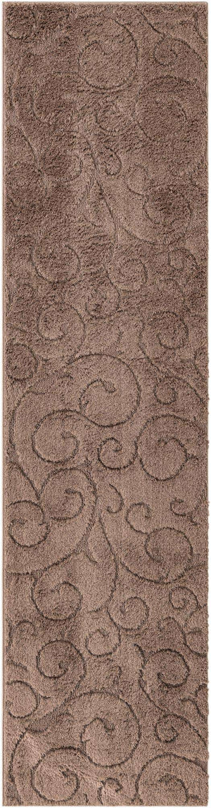 Light Brown 2' 7 x 10' Floral Shag Runner Area Rug Thick Soft Touch Fluffy & Plush Shaggy Pile 100% Polyester With Cotton Backing Carpet for Interior Design for Sale at Rug Engine