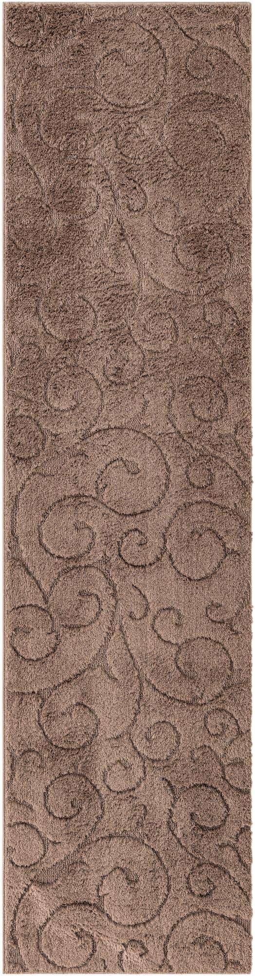 Light Brown 2' 7 x 10' Floral Shag Runner Area Rug Thick Soft Touch Fluffy & Plush Shaggy Pile 100% Polyester With Cotton Backing Carpet for Interior Design for Sale at Rug Engine