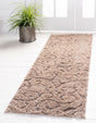 Light Brown 2' 7 x 10' Floral Shag Runner Area Rug Thick Soft Touch Fluffy & Plush Shaggy Pile 100% Polyester With Cotton Backing Carpet for Interior Design for Sale at Rug Engine