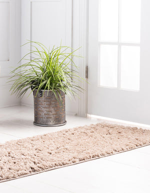 Light Brown 2' 7 x 10' Floral Shag Runner Area Rug Thick Soft Touch Fluffy & Plush Shaggy Pile 100% Polyester With Cotton Backing Carpet for Interior Design for Sale at Rug Engine