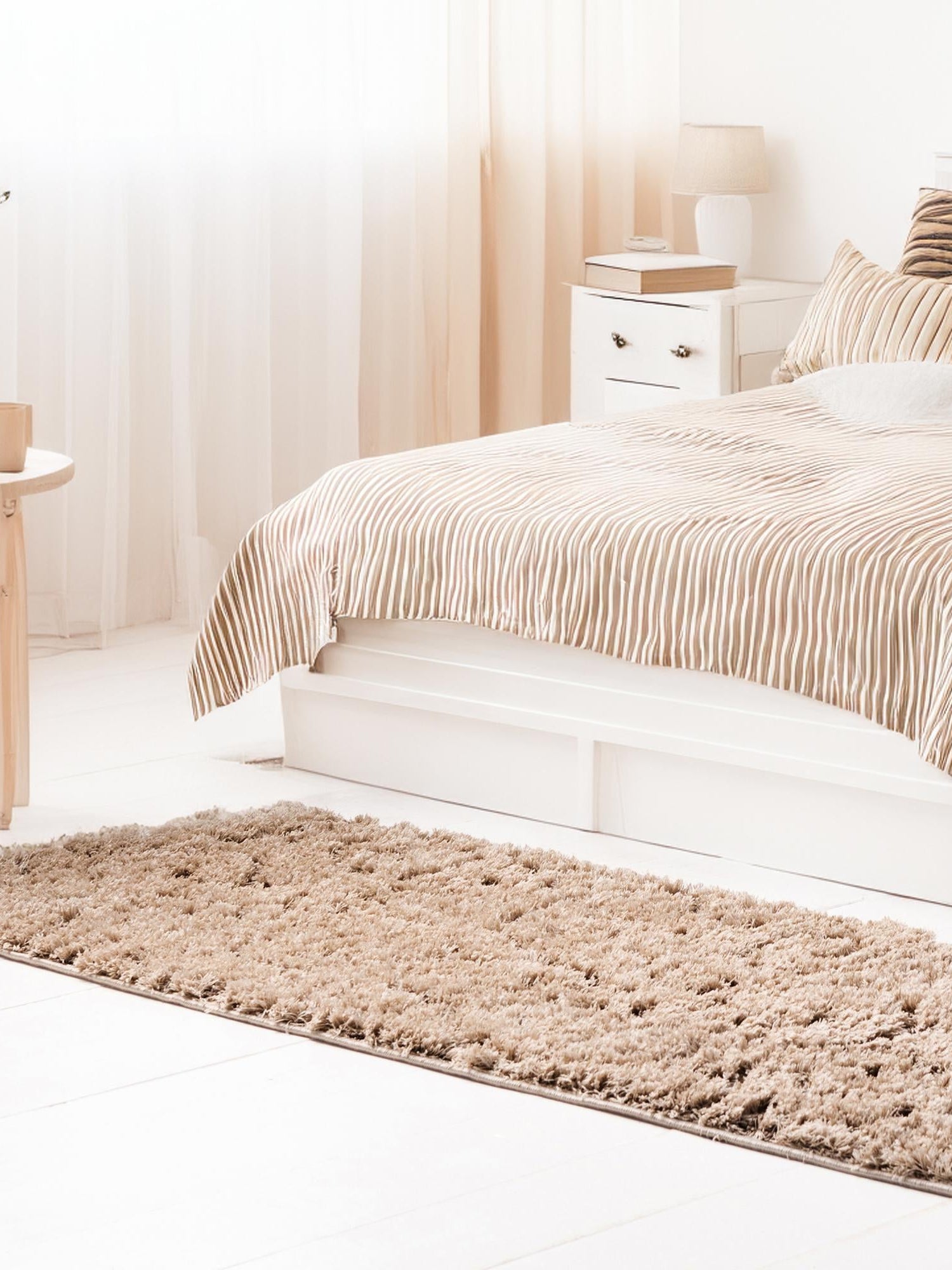 Light Brown 2' 7 x 10' Floral Shag Runner Area Rug Thick Soft Touch Fluffy & Plush Shaggy Pile 100% Polyester With Cotton Backing Carpet for Interior Design for Sale at Rug Engine