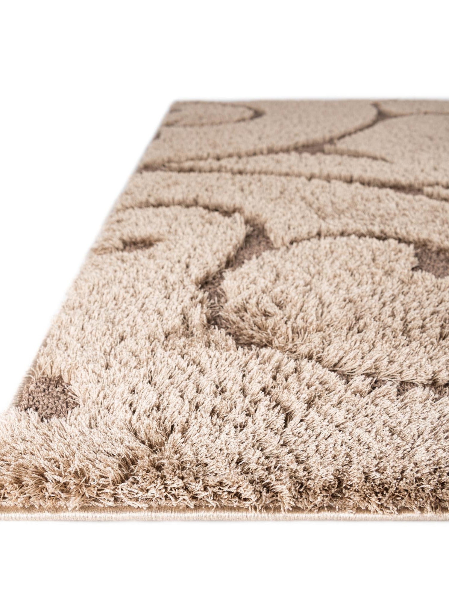 Light Brown 2' 7 x 10' Floral Shag Runner Area Rug Thick Soft Touch Fluffy & Plush Shaggy Pile 100% Polyester With Cotton Backing Carpet for Interior Design for Sale at Rug Engine