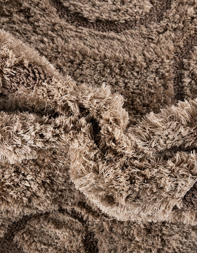 Light Brown 2' 7 x 10' Floral Shag Runner Area Rug Thick Soft Touch Fluffy & Plush Shaggy Pile 100% Polyester With Cotton Backing Carpet for Interior Design for Sale at Rug Engine