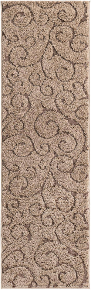 Light Brown 2' x 6' 7 Floral Shag Runner Area Rug Thick Soft Touch Fluffy & Plush Shaggy Pile 100% Polyester With Cotton Backing Carpet for Interior Design for Sale at Rug Engine