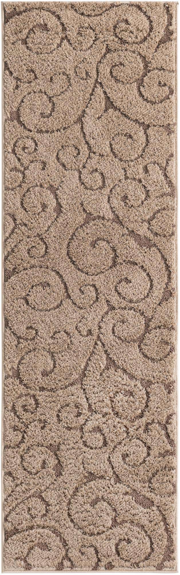 Light Brown 2' x 6' 7 Floral Shag Runner Area Rug Thick Soft Touch Fluffy & Plush Shaggy Pile 100% Polyester With Cotton Backing Carpet for Interior Design for Sale at Rug Engine