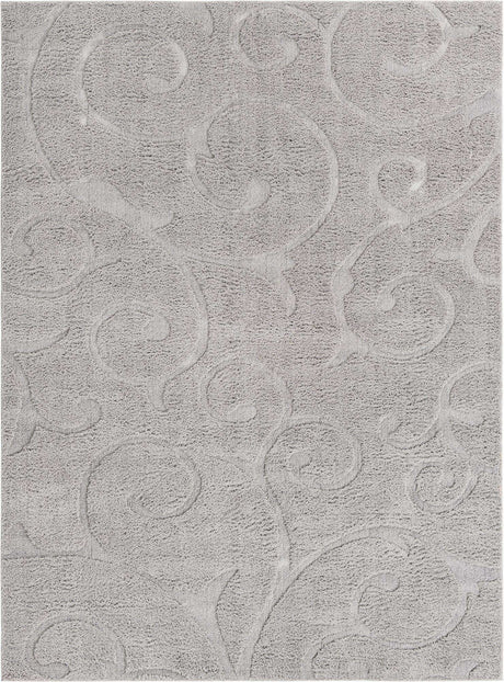 Light Gray and Gray 9' x 12' 2 Floral Shag Rectangle Area Rug Thick Soft Touch Fluffy & Plush Shaggy Pile 100% Polyester With Cotton Backing Carpet for Interior Design for Sale at Rug Engine
