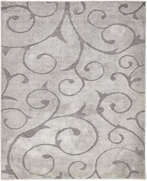 Light Gray and Gray 8' x 10' Floral Shag Rectangle Area Rug Thick Soft Touch Fluffy & Plush Shaggy Pile 100% Polyester With Cotton Backing Carpet for Interior Design for Sale at Rug Engine