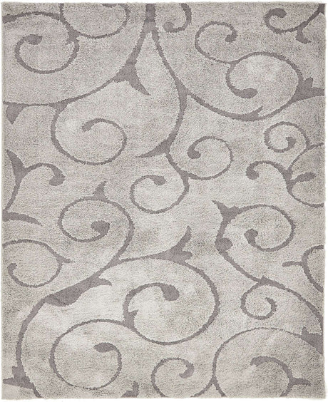 Light Gray and Gray 8' x 10' Floral Shag Rectangle Area Rug Thick Soft Touch Fluffy & Plush Shaggy Pile 100% Polyester With Cotton Backing Carpet for Interior Design for Sale at Rug Engine