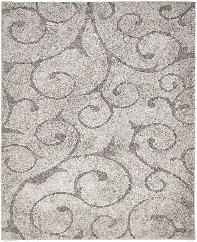 Light Gray and Gray 8' x 10' Floral Shag Rectangle Area Rug Thick Soft Touch Fluffy & Plush Shaggy Pile 100% Polyester With Cotton Backing Carpet for Interior Design for Sale at Rug Engine