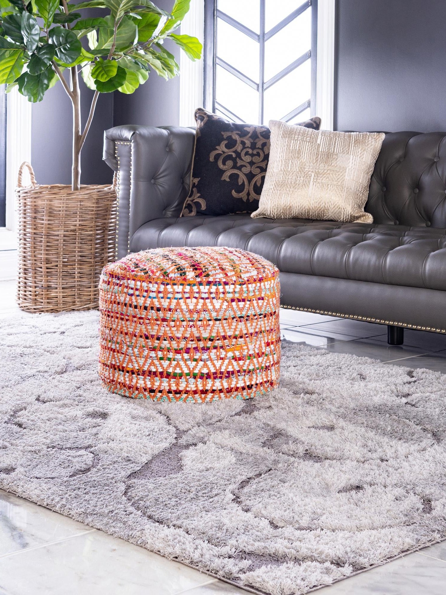 Light Gray and Gray 5' 1 x 8' Floral Shag Rectangle Area Rug Thick Soft Touch Fluffy & Plush Shaggy Pile 100% Polyester With Cotton Backing Carpet for Interior Design for Sale at Rug Engine