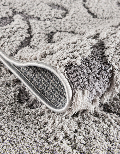 Light Gray and Gray 8' x 10' Floral Shag Rectangle Area Rug Thick Soft Touch Fluffy & Plush Shaggy Pile 100% Polyester With Cotton Backing Carpet for Interior Design for Sale at Rug Engine