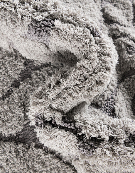 Light Gray and Gray 8' x 10' Floral Shag Rectangle Area Rug Thick Soft Touch Fluffy & Plush Shaggy Pile 100% Polyester With Cotton Backing Carpet for Interior Design for Sale at Rug Engine