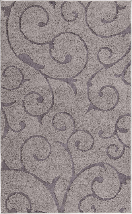 Light Gray and Gray 5' 1 x 8' Floral Shag Rectangle Area Rug Thick Soft Touch Fluffy & Plush Shaggy Pile 100% Polyester With Cotton Backing Carpet for Interior Design for Sale at Rug Engine