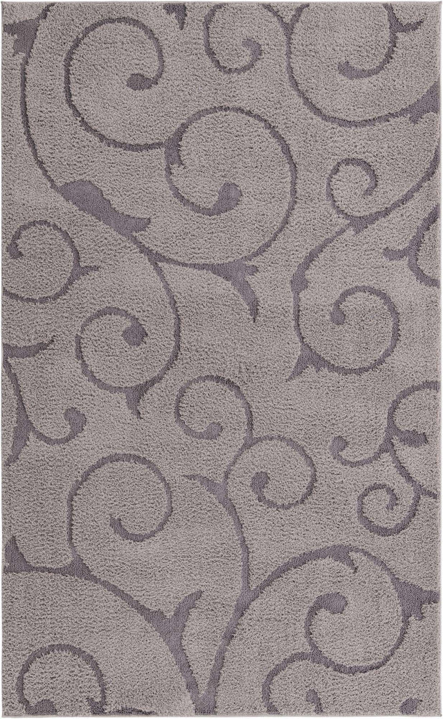 Light Gray and Gray 5' 1 x 8' Floral Shag Rectangle Area Rug Thick Soft Touch Fluffy & Plush Shaggy Pile 100% Polyester With Cotton Backing Carpet for Interior Design for Sale at Rug Engine
