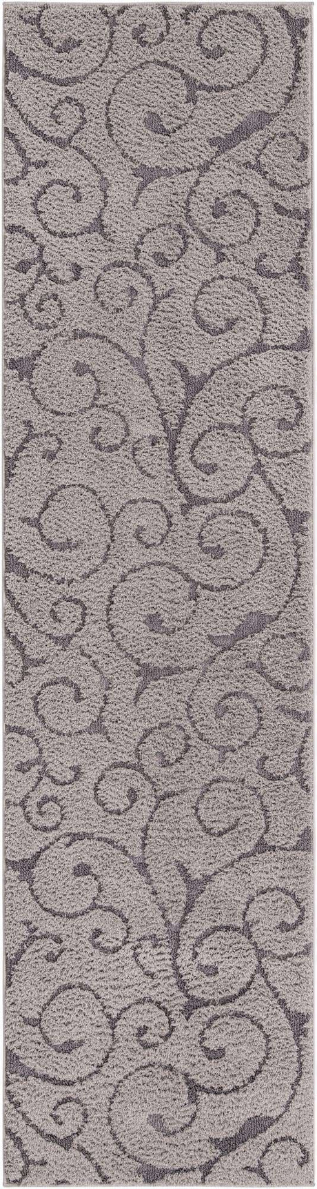 Light Gray and Gray 2' 7 x 10' Floral Shag Runner Area Rug Thick Soft Touch Fluffy & Plush Shaggy Pile 100% Polyester With Cotton Backing Carpet for Interior Design for Sale at Rug Engine