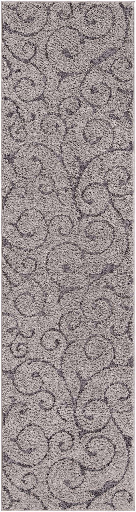 Light Gray and Gray 2' 7 x 10' Floral Shag Runner Area Rug Thick Soft Touch Fluffy & Plush Shaggy Pile 100% Polyester With Cotton Backing Carpet for Interior Design for Sale at Rug Engine