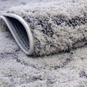 Light Gray and Gray 2' 7 x 10' Floral Shag Runner Area Rug Thick Soft Touch Fluffy & Plush Shaggy Pile 100% Polyester With Cotton Backing Carpet for Interior Design for Sale at Rug Engine