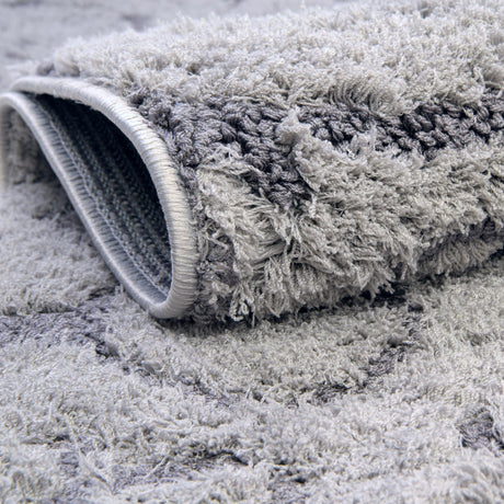 Light Gray and Gray 2' x 6' 9 Floral Shag Runner Area Rug Thick Soft Touch Fluffy & Plush Shaggy Pile 100% Polyester With Cotton Backing Carpet for Interior Design for Sale at Rug Engine