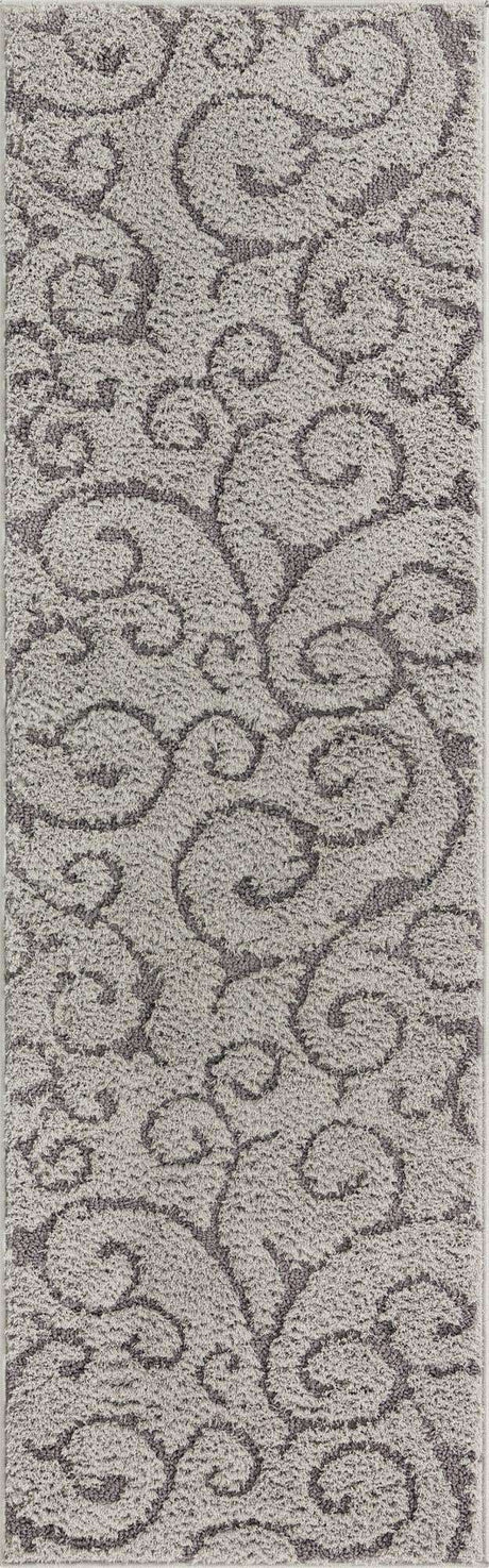 Light Gray and Gray 2' x 6' 9 Floral Shag Runner Area Rug Thick Soft Touch Fluffy & Plush Shaggy Pile 100% Polyester With Cotton Backing Carpet for Interior Design for Sale at Rug Engine