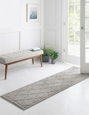 Gray 3' x 10' Trellis Shag Runner Rug