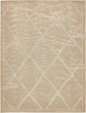 Beige 9' x 12' Trellis Shag Rectangle Area Rug Thick Soft Touch Fluffy & Plush Shaggy Pile