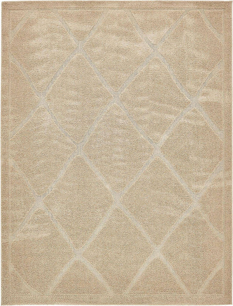Beige 9' x 12' Trellis Shag Rectangle Area Rug Thick Soft Touch Fluffy & Plush Shaggy Pile