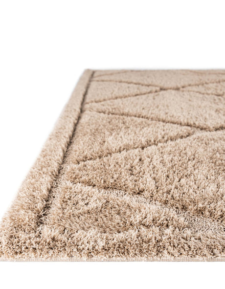 Beige 8' x 10' Trellis Shag Rectangle Area Rug Thick Soft Touch Fluffy & Plush Shaggy Pile Geometric Modern Unique Carpet for Home Interior Design for Sale at Rug Engine