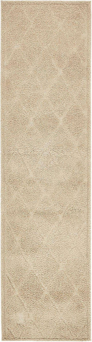 Beige 2' 7 x 10' Trellis Shag Runner Area Rug Thick Soft Touch Fluffy & Plush Shaggy Pile