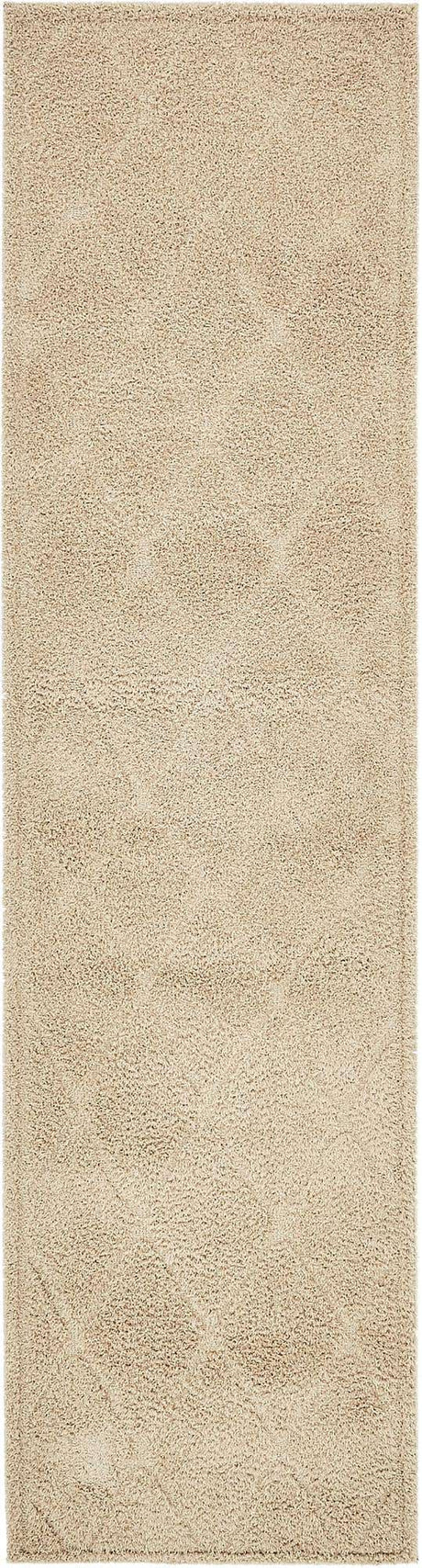 Beige 2' 7 x 10' Trellis Shag Runner Area Rug Thick Soft Touch Fluffy & Plush Shaggy Pile