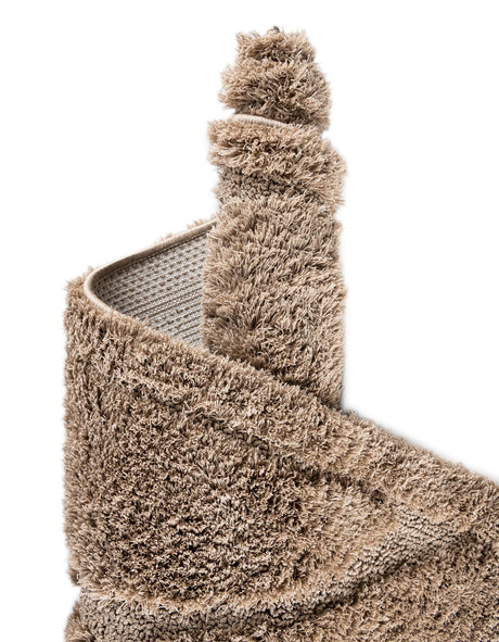 Beige 2' 7 x 10' Trellis Shag Runner Area Rug Thick Soft Touch Fluffy & Plush Shaggy Pile Geometric Modern Unique Carpet for Home Interior Design for Sale at Rug Engine